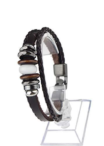 Mens Women Leather Bracelet Clasp Wristband Friendship Birthday Gift +Box #4BL