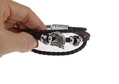 Mens Women Leather Bracelet Clasp Wristband Friendship Birthday Gift +Box #4BL