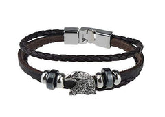 Mens Women Leather Bracelet Clasp Wristband Friendship Birthday Gift +Box #4BL