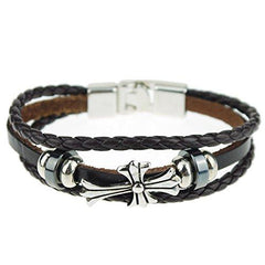 Mens Women Leather Bracelet Clasp Wristband Friendship Birthday Gift +Box #4BL