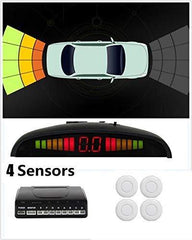 Silver Front and Rear 8 Parking Sensors Car Reverse Kit LED Display Buzzer Alarm