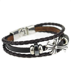 Mens Women Leather Bracelet Clasp Wristband Friendship Birthday Gift +Box #4BL