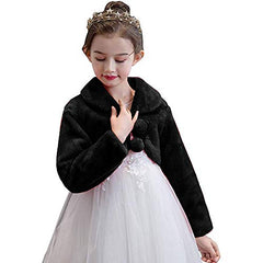 Kids Girl White Faux Fur Bolero Cardigan Shrug Cape Cloak Wedding Party Clothing