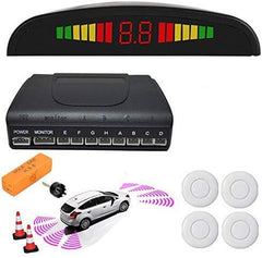 Silver Front and Rear 8 Parking Sensors Car Reverse Kit LED Display Buzzer Alarm