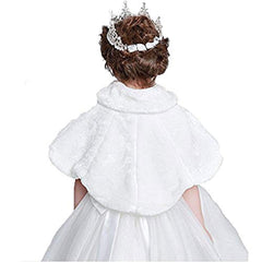 Kids Girl White Faux Fur Bolero Cardigan Shrug Cape Cloak Wedding Party Clothing