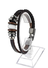 Mens Women Leather Bracelet Clasp Wristband Friendship Birthday Gift +Box #4BL