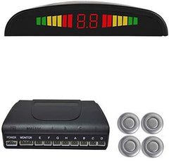 Silver Front and Rear 8 Parking Sensors Car Reverse Kit LED Display Buzzer Alarm