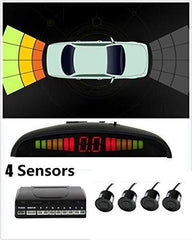 Silver Front and Rear 8 Parking Sensors Car Reverse Kit LED Display Buzzer Alarm