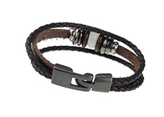 Mens Women Leather Bracelet Clasp Wristband Friendship Birthday Gift +Box #4BL