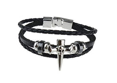 Mens Women Leather Bracelet Clasp Wristband Friendship Birthday Gift +Box #4BL