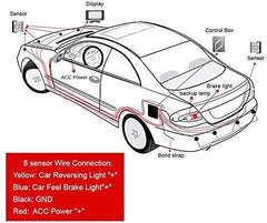 Silver Front and Rear 8 Parking Sensors Car Reverse Kit LED Display Buzzer Alarm