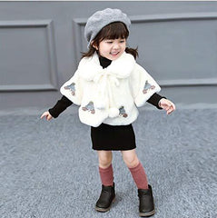 Baby Girls Dress Faux Fur Bolero Jacket Warm Winter Cape Cloak