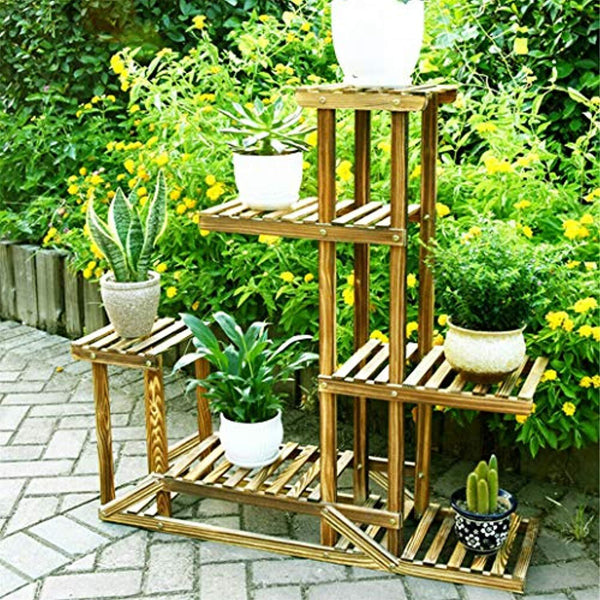 Elebaby Wooden 6-Tier Plant Rack Flower Stand