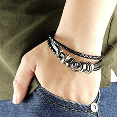 Mens Women Leather Bracelet Clasp Wristband Friendship Birthday Gift +Box #4BL